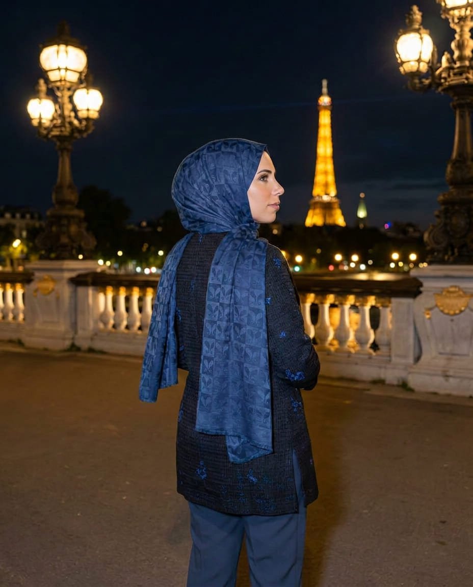 Jacquard Graphique Bleu
